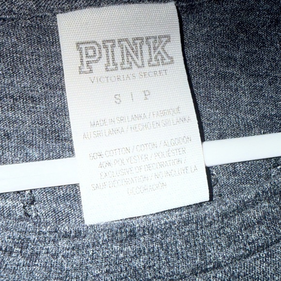 PINK Victoria's Secret Black and Gray Short Sleeve Tee - Picture 5 of 6